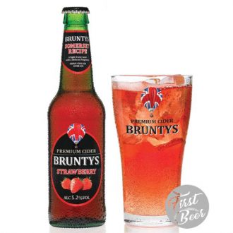 Bia Trái Cây Bruntys Cider Hương Dâu - 5.2% - Chai 330ml -Thùng 24 Chai